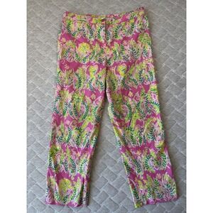 Lilly Pulitzer Pants Womens 4 Jungle Print Stretch Tropical Lion Pattern Preppy